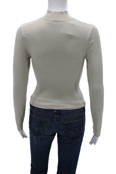 Babaton Women Basic Beige Blouse Long Sleeve High Neck 99% Nylon Size S