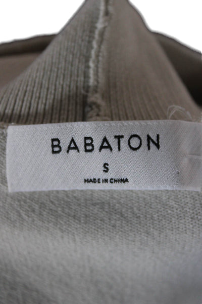 Babaton Women Basic Beige Blouse Long Sleeve High Neck 99% Nylon Size S
