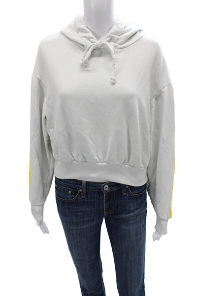 Wesley Women Pullover Hoodie White Cotton Long Sleeve Size M