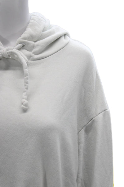 Wesley Women Pullover Hoodie White Cotton Long Sleeve Size M