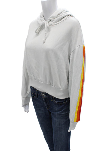 Wesley Women Pullover Hoodie White Cotton Long Sleeve Size M