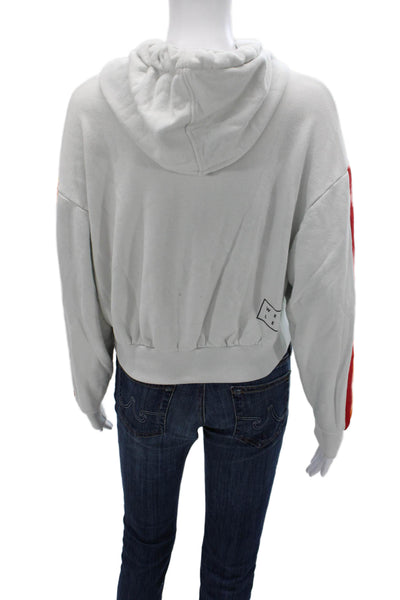 Wesley Women Pullover Hoodie White Cotton Long Sleeve Size M