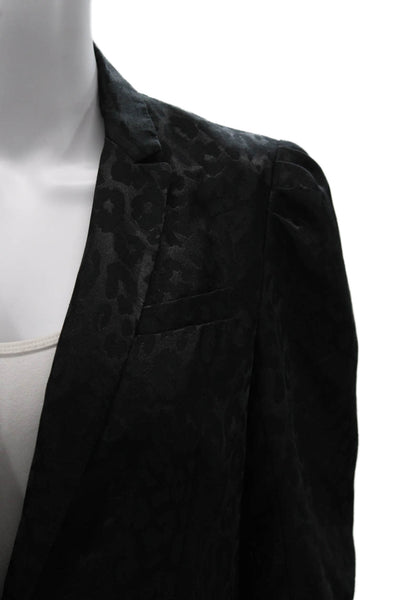 Generation Love Womens Black Animal Print Button Long Sleeve Blazer Size S