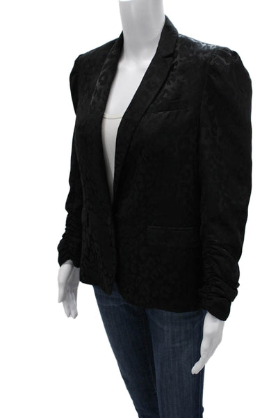 Generation Love Womens Black Animal Print Button Long Sleeve Blazer Size S