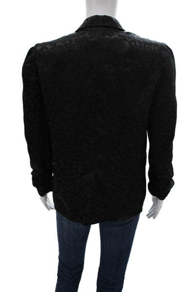 Generation Love Womens Black Animal Print Button Long Sleeve Blazer Size S