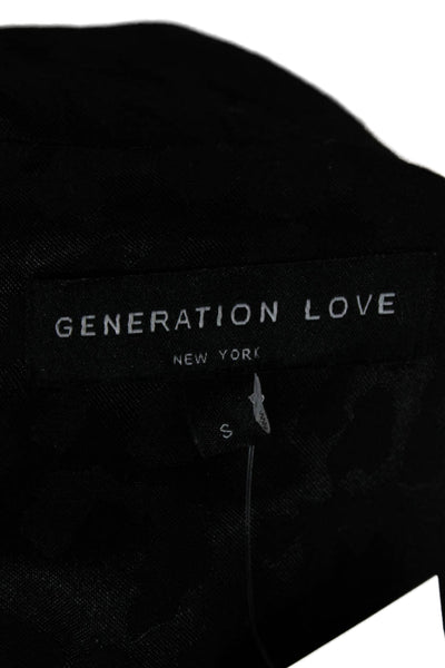 Generation Love Womens Black Animal Print Button Long Sleeve Blazer Size S