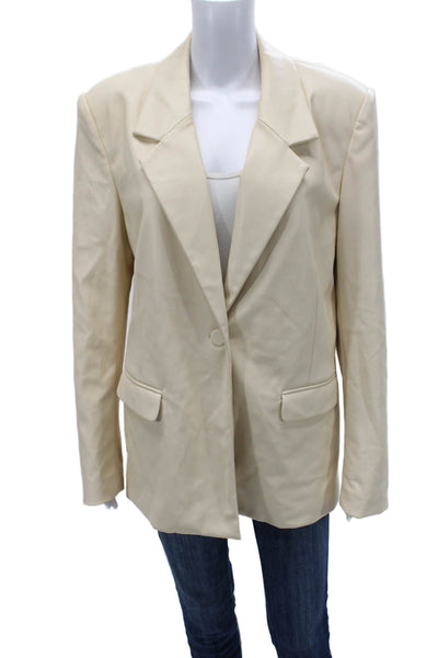 We Wore What Womens Basic Jacket Beige Button Long Sleeve Size M