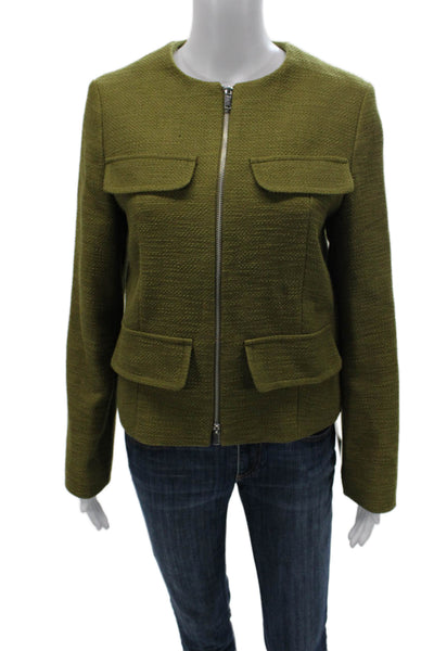 Aligne Women Basic Jacket Green Zip Long Sleeve Size 4