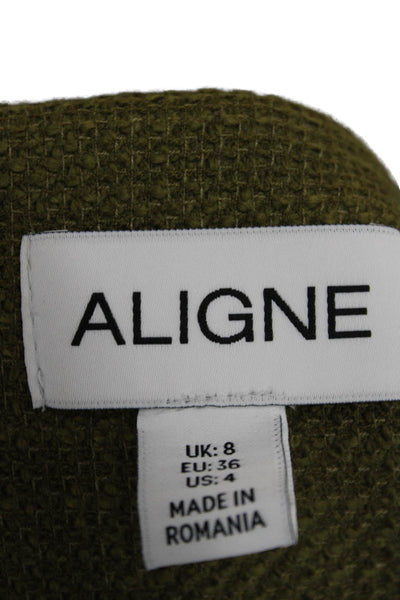 Aligne Women Basic Jacket Green Zip Long Sleeve Size 4