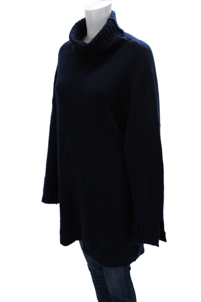 Favorite Daughter Women Turtleneck Merino Wool Tunic Sweater Blue Size M
