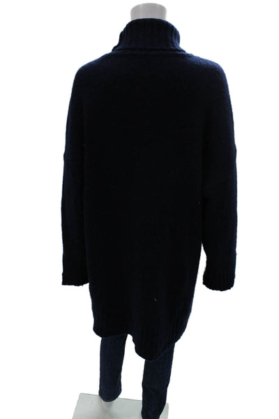Favorite Daughter Women Turtleneck Merino Wool Tunic Sweater Blue Size M