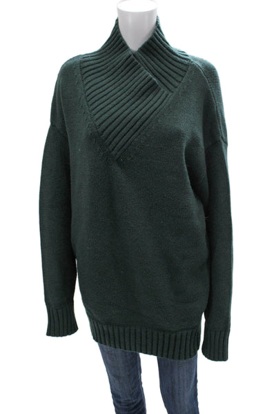 Ser.O.Ya Womens Pullover Sweater Green Mock Neck Long Sleeve Size S