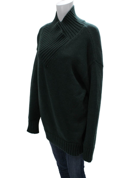 Ser.O.Ya Womens Pullover Sweater Green Mock Neck Long Sleeve Size S