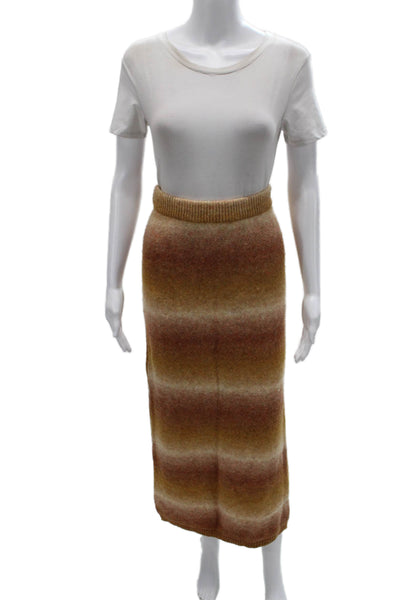 The Skirt Shopp Womens Straight Pencil Striped Cashmere Blend Midi Skirt Size L
