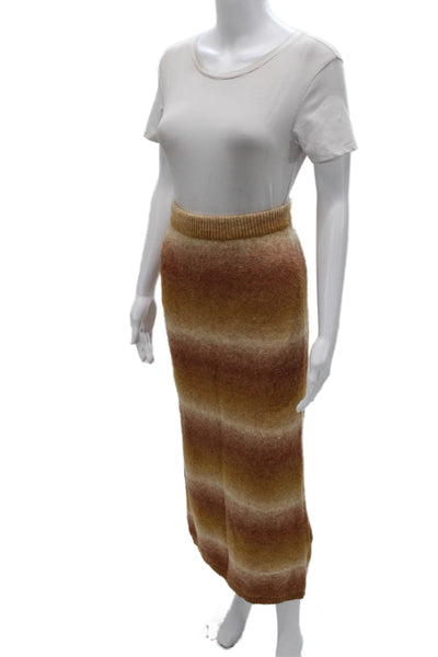 The Skirt Shopp Womens Straight Pencil Striped Cashmere Blend Midi Skirt Size L