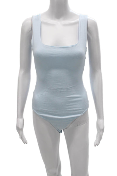Naked Wardrobe Women One Piece Square Neck Viscose Sleeveless Blue Size 1