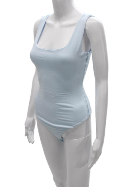 Naked Wardrobe Women One Piece Square Neck Viscose Sleeveless Blue Size 1