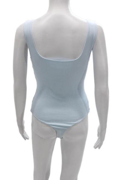 Naked Wardrobe Women One Piece Square Neck Viscose Sleeveless Blue Size 1