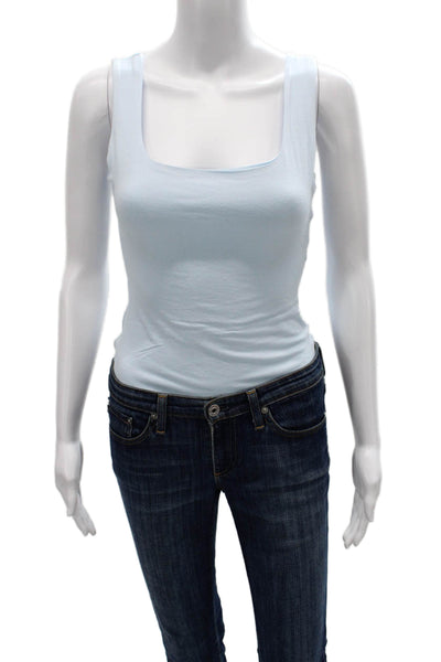 Naked Wardrobe Women One Piece Square Neck Viscose Sleeveless Blue Size 1
