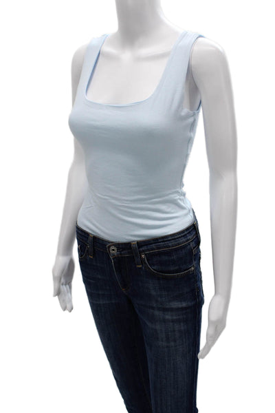 Naked Wardrobe Women One Piece Square Neck Viscose Sleeveless Blue Size 1