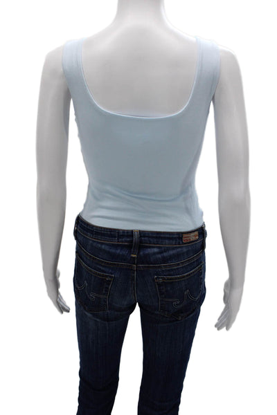 Naked Wardrobe Women One Piece Square Neck Viscose Sleeveless Blue Size 1