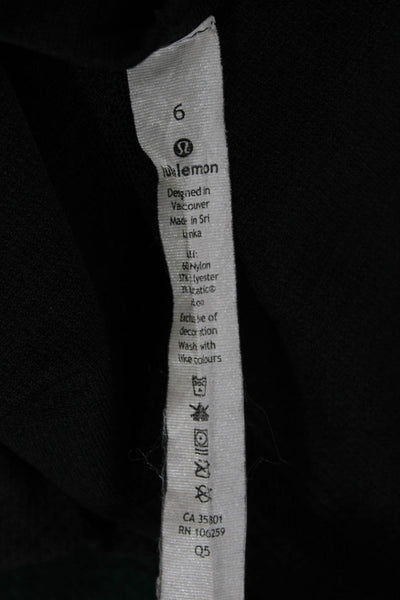 Lululemon Women Basic Black Short Sleeve T-Shirt Round Neck Nylon Size 6