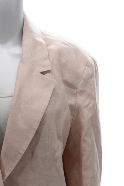 Zara Women Blazer Pink Linen Button Long Sleeve Size L