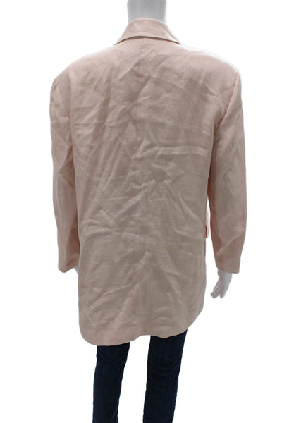 Zara Women Blazer Pink Linen Button Long Sleeve Size L