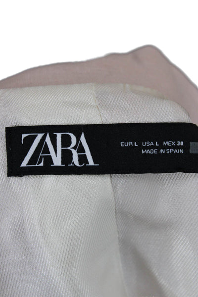 Zara Women Blazer Pink Linen Button Long Sleeve Size L