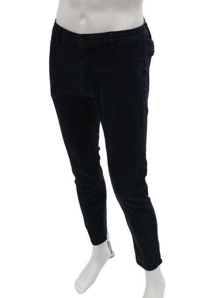 Zara Mens Chino Pants Blue Cotton Blend Solid Size 31