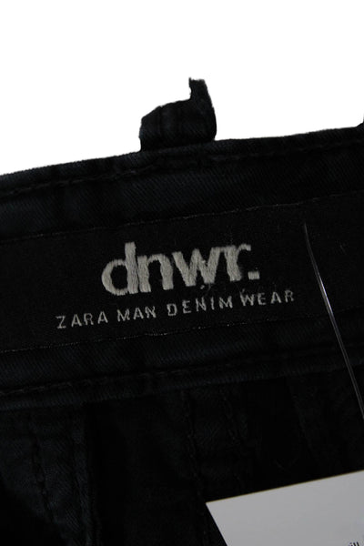 Zara Mens Chino Pants Blue Cotton Blend Solid Size 31