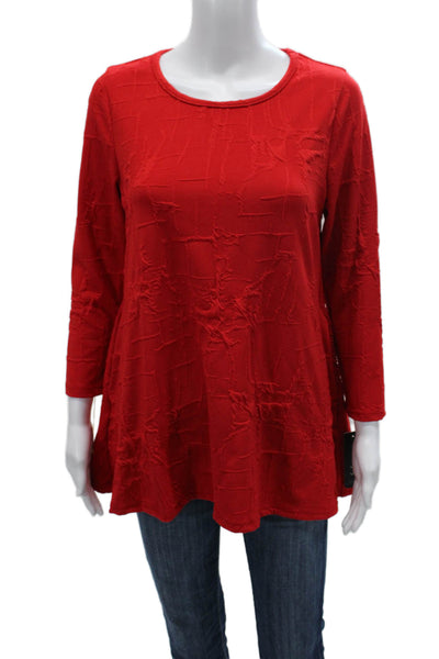 Sydney Womens Red Tunic 3/4 Sleeve Round Neck Top Size S