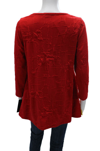 Sydney Womens Red Tunic 3/4 Sleeve Round Neck Top Size S