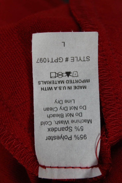Sydney Women Red Geometric Round Neck Tunic 3/4 Sleeve Polyester Size L