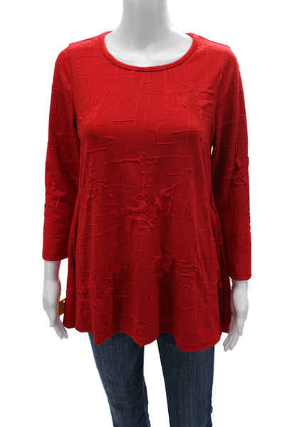 Sydney Womens Tunic T-Shirt Red Crew Neck 3/4 Sleeve Polyester Size XS