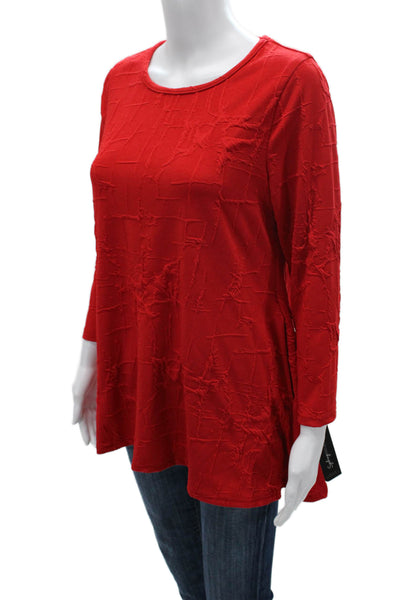 Sydney Womens Tunic T-Shirt Red Crew Neck 3/4 Sleeve Polyester Size XS