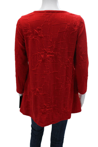 Sydney Womens Tunic T-Shirt Red Crew Neck 3/4 Sleeve Polyester Size XS
