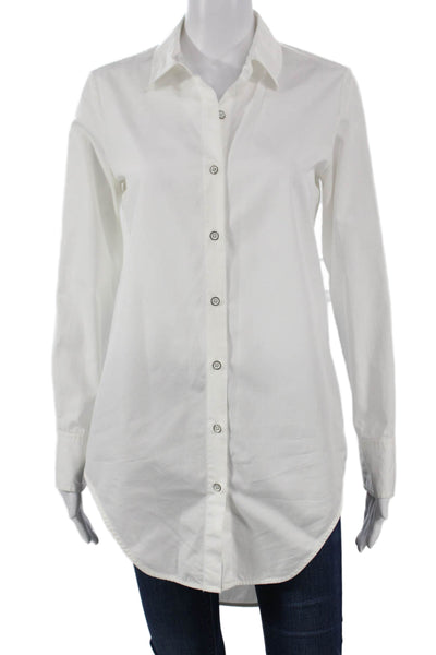 Rag & Bone Womens White Cotton Collared Tunic Button Up Long Sleeve Size S