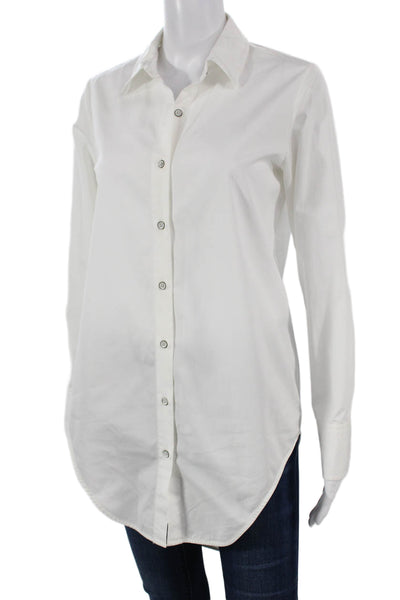 Rag & Bone Womens White Cotton Collared Tunic Button Up Long Sleeve Size S