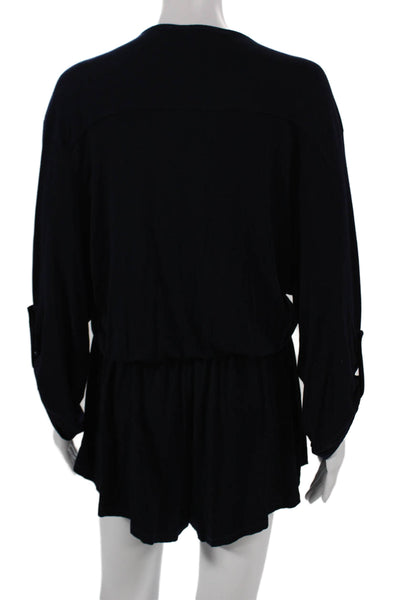 Young Fabulous & Broke Women Romper Blue Modal V-Neck 3/4 Sleeve Size M