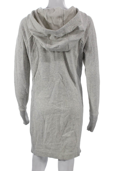 Athleta Women Sweater Dress Gray Cowl Neck Long Sleeve Cotton Short Size S