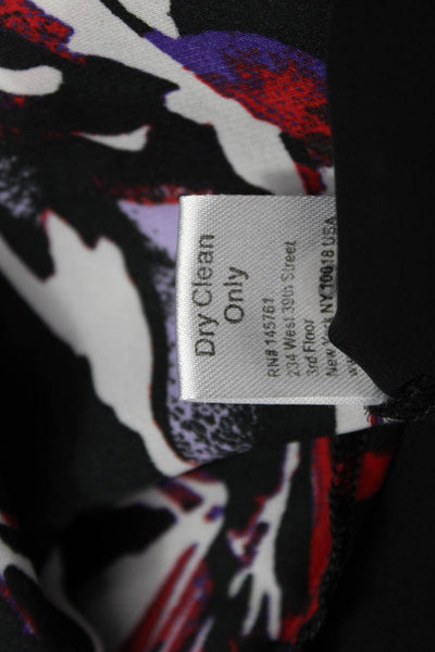 Parker Womens Fit & Flare Dress Black Floral Sleeveless Short Size S