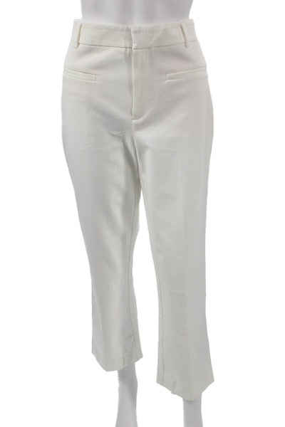 Maeve Anthropologie Womens Cropped White Cotton Blend Pants Size 10