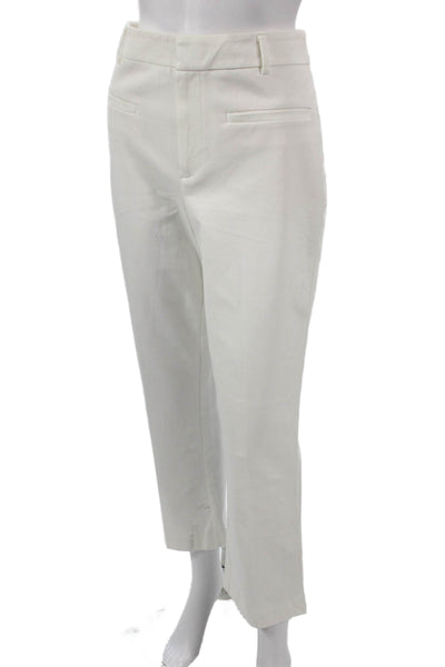 Maeve Anthropologie Womens Cropped White Cotton Blend Pants Size 10
