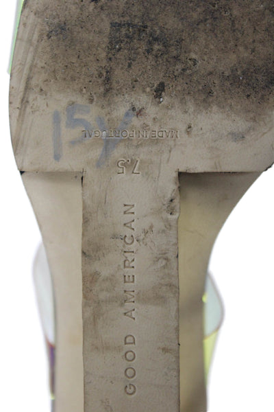 Good American Womens Iridescent Clear Heel Detail Heels Yellow Size 7.5