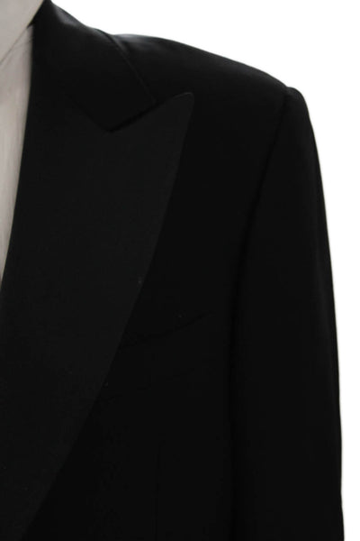 Canali Mens One Button Black Wool Suit Jacket Size 50