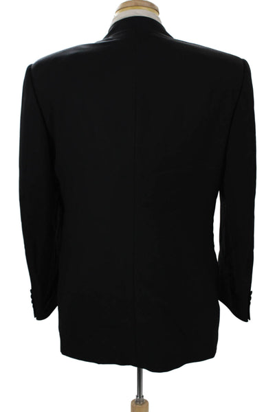 Canali Mens One Button Black Wool Suit Jacket Size 50