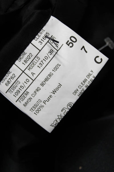Canali Mens One Button Black Wool Suit Jacket Size 50