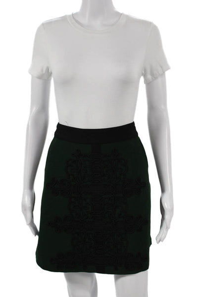 Nanette Lepore Women A-Line Mini Skirt Green Polyester Size 12