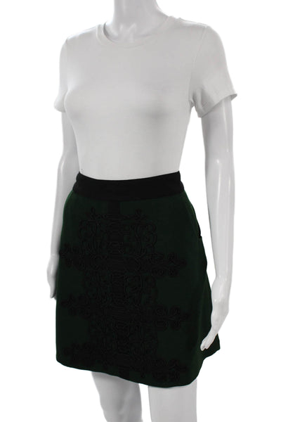 Nanette Lepore Women A-Line Mini Skirt Green Polyester Size 12